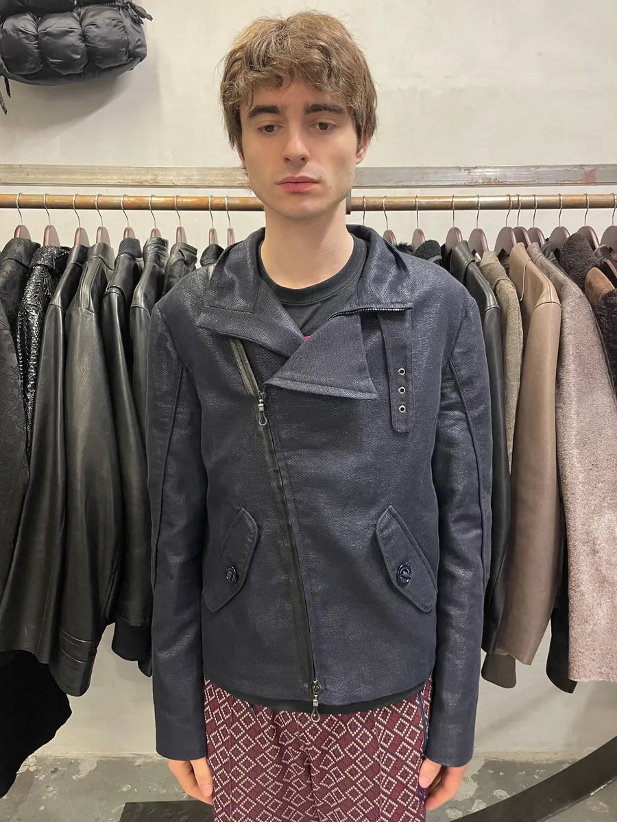 SS2009 Emporio Armani Asymmetrical Leather Biker Jacket (S/M) DcKFhbA 1