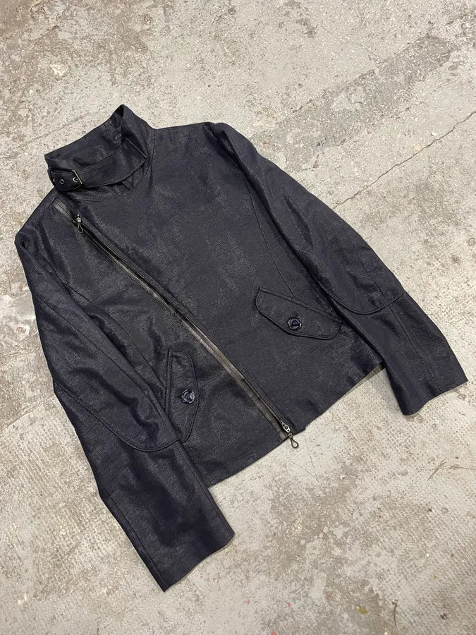 SS2009 Emporio Armani Asymmetrical Leather Biker Jacket (S/M) DcKFhbA 3