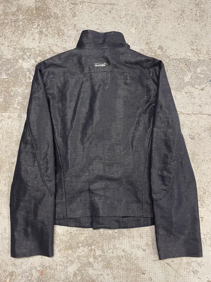 SS2009 Emporio Armani Asymmetrical Leather Biker Jacket (S/M) DcKFhbA 5