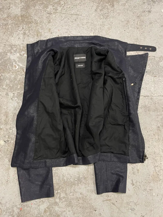 SS2009 Emporio Armani Asymmetrical Leather Biker Jacket (S/M) DcKFhbA 6