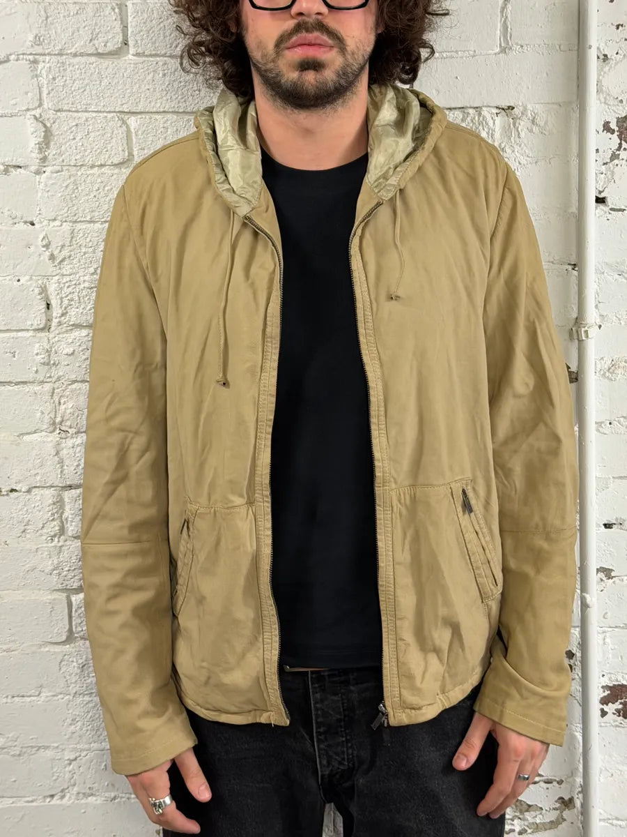 SS2009 Emporio Armani Beige Lamb Leather Hooded Jacket OsMxJAs 1