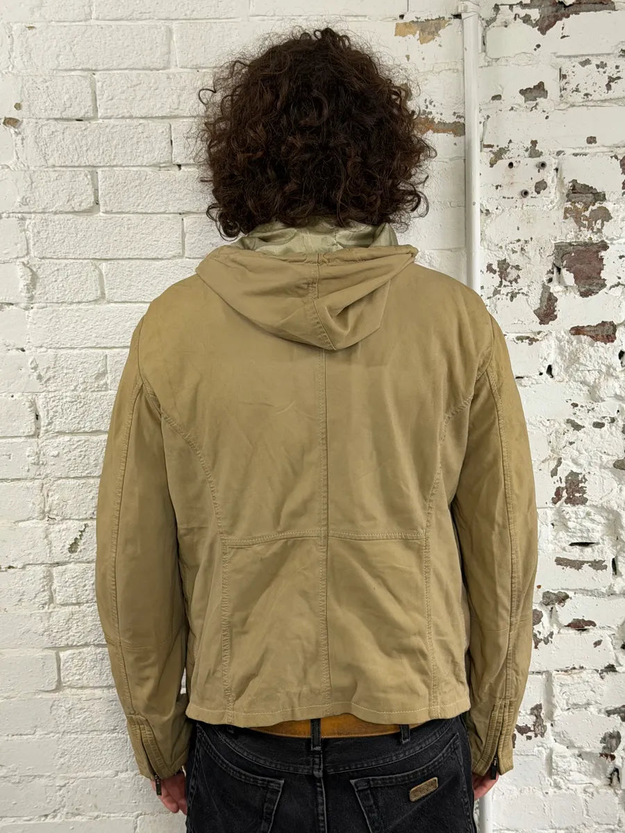 SS2009 Emporio Armani Beige Lamb Leather Hooded Jacket OsMxJAs 2