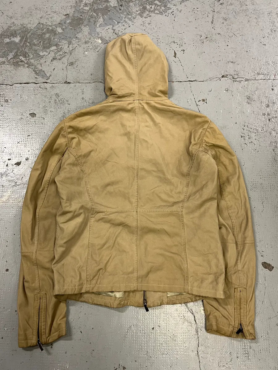 SS2009 Emporio Armani Beige Lamb Leather Hooded Jacket OsMxJAs 6