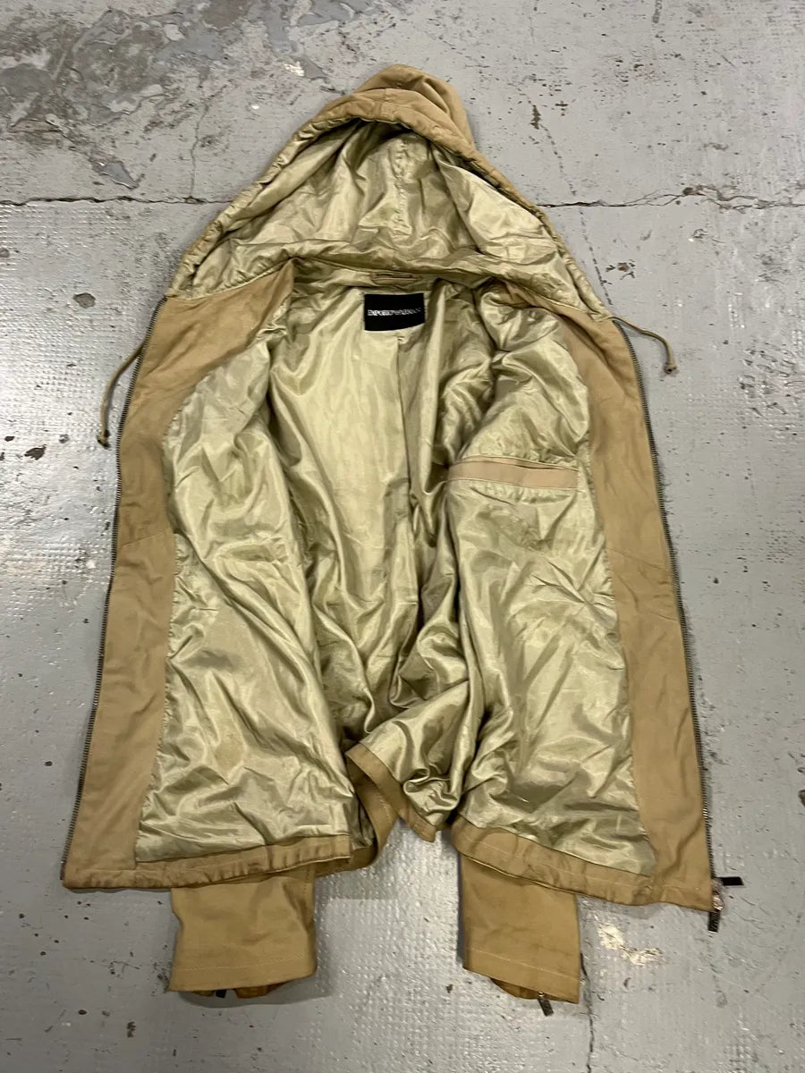 SS2009 Emporio Armani Beige Lamb Leather Hooded Jacket OsMxJAs 7