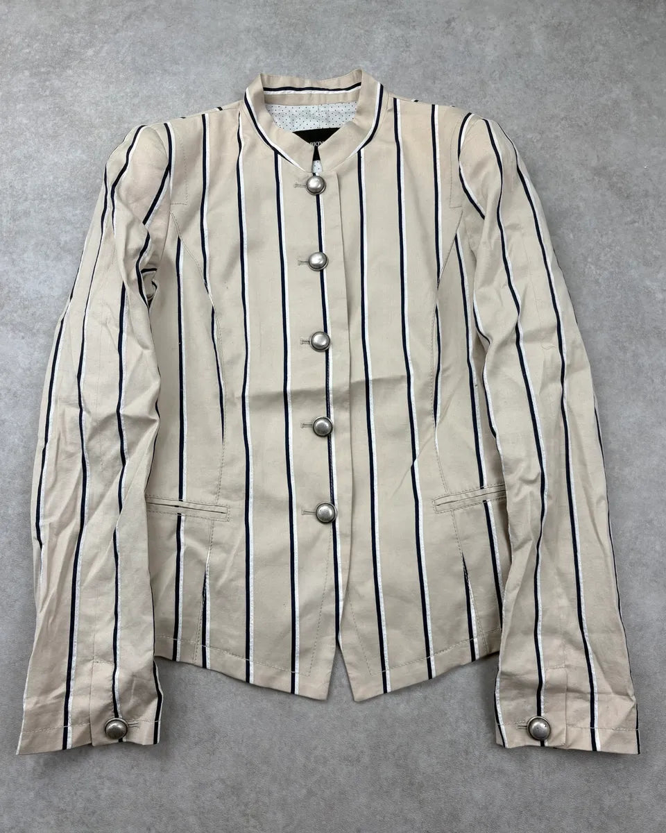 SS2009 Emporio Armani Beige Pinstriped Blazer Jacket lsajUfh 2