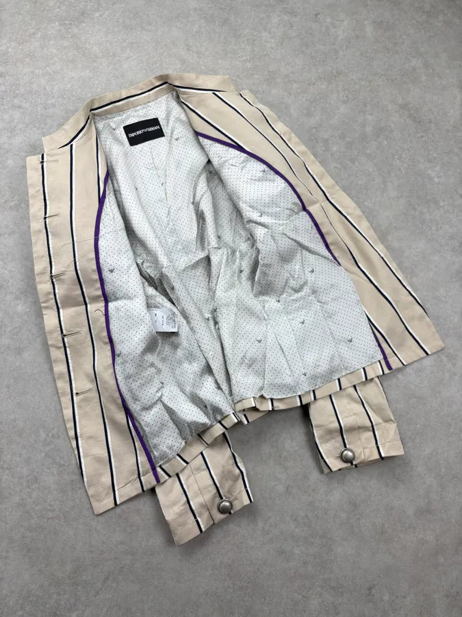 SS2009 Emporio Armani Beige Pinstriped Blazer Jacket lsajUfh 6