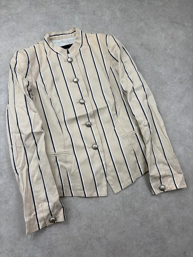 SS2009 Emporio Armani Beige Pinstriped Blazer Jacket lsajUfh 3