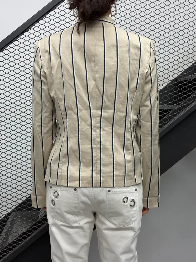 SS2009 Emporio Armani Beige Pinstriped Blazer Jacket lsajUfh 1