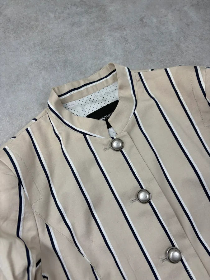 SS2009 Emporio Armani Beige Pinstriped Blazer Jacket lsajUfh 4