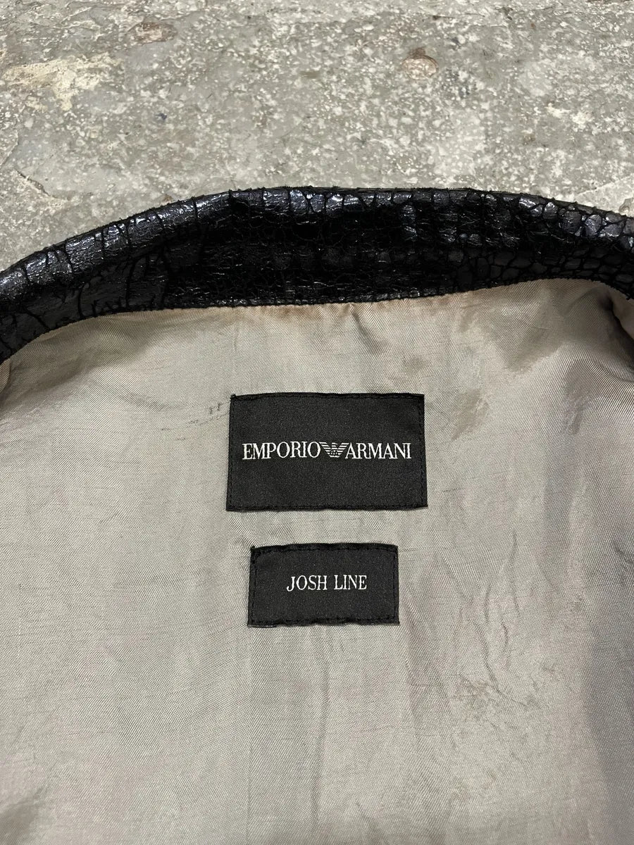SS2009 Emporio Armani Navy Crocodile Effect Shinny Buttoned Jacket HJGqhry 12