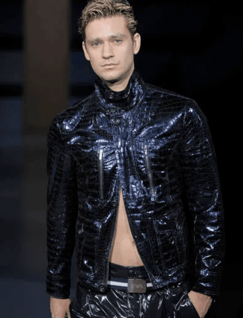 SS2009 Emporio Armani Navy Shiny Crocodile Effet Jacket BGYusEB 1