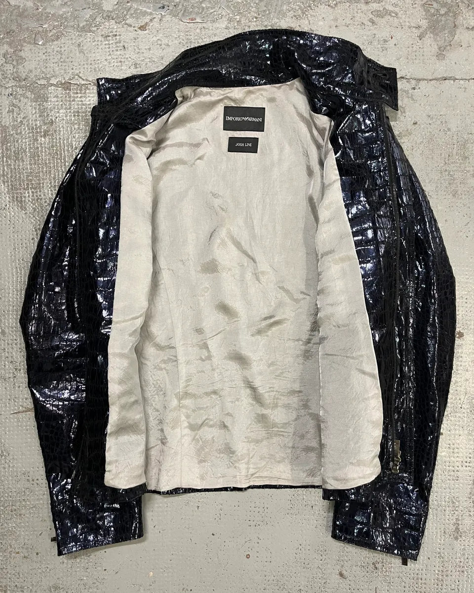 SS2009 Emporio Armani Navy Shiny Crocodile Effet Jacket BGYusEB 7