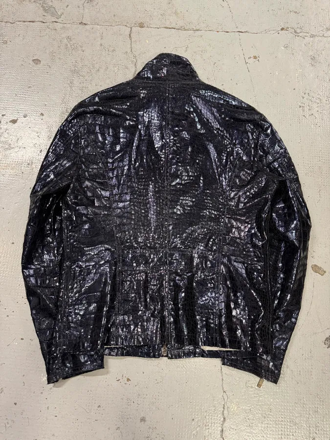 SS2009 Emporio Armani Navy Shiny Crocodile Effet Jacket YKAdZzn 4