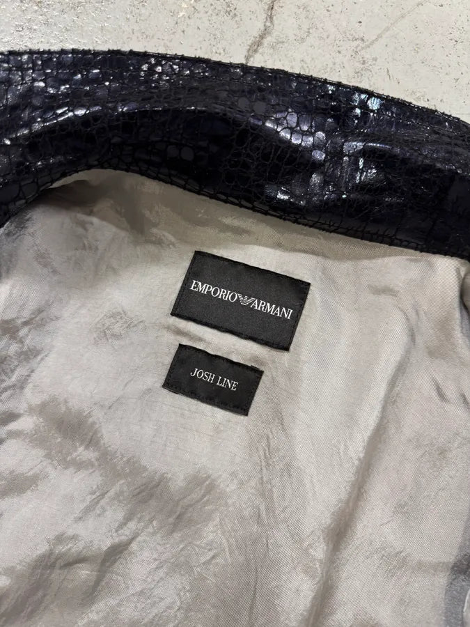 SS2009 Emporio Armani Navy Shiny Crocodile Effet Jacket YKAdZzn 7