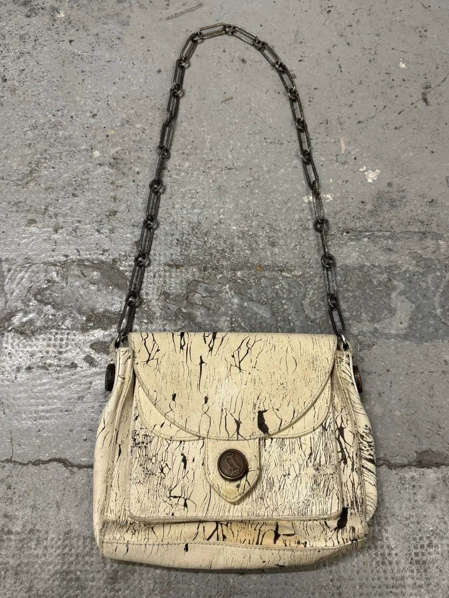 SS2009 Galliano Creamy Artisanal Eroded Effect Metallic Shoulder Bag lwKQPwa 0