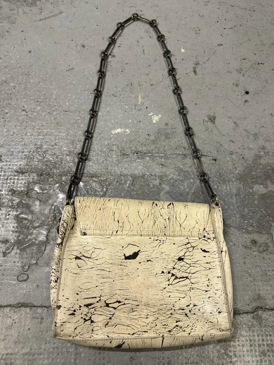 SS2009 Galliano Creamy Artisanal Eroded Effect Metallic Shoulder Bag lwKQPwa 1