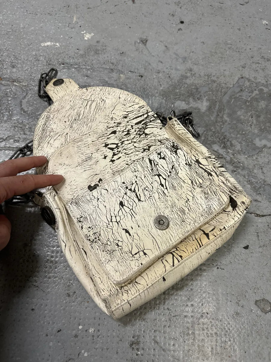 SS2009 Galliano Creamy Artisanal Eroded Effect Metallic Shoulder Bag lwKQPwa 3