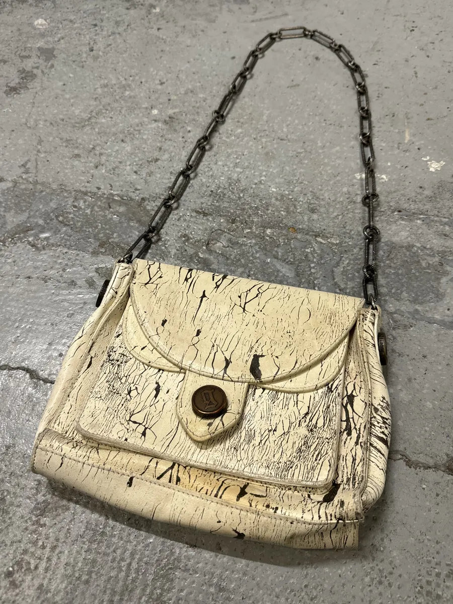 SS2009 Galliano Creamy Artisanal Eroded Effect Metallic Shoulder Bag lwKQPwa 4