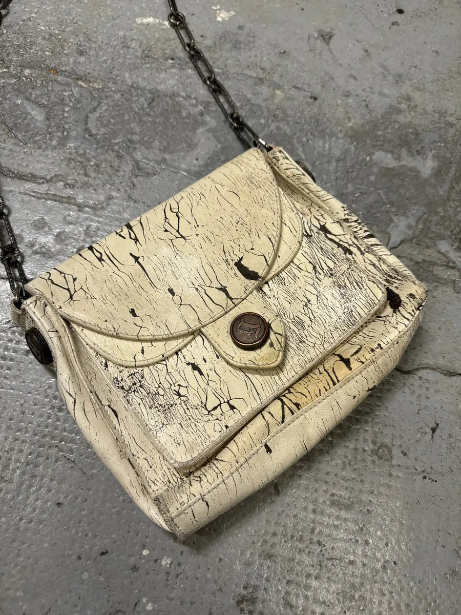 SS2009 Galliano Creamy Artisanal Eroded Effect Metallic Shoulder Bag lwKQPwa 5