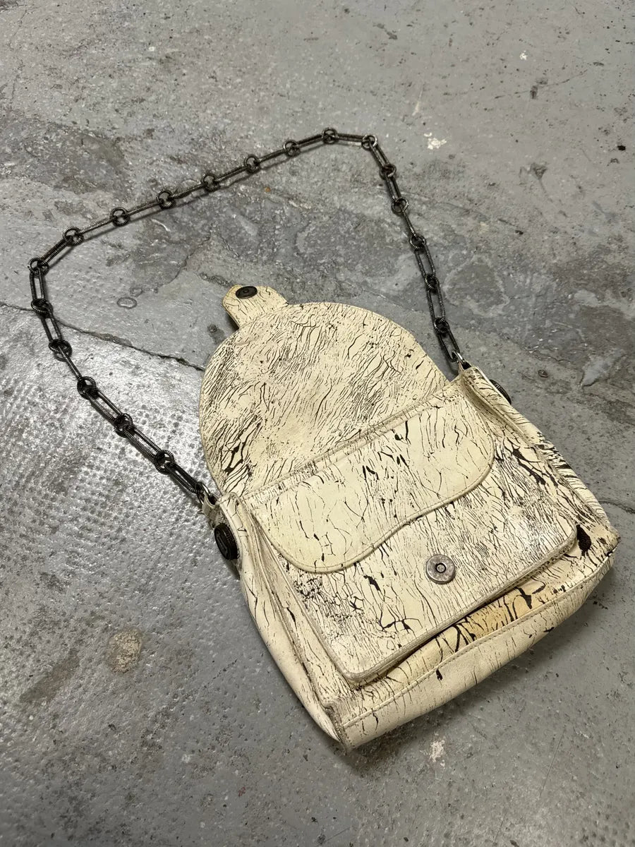 SS2009 Galliano Creamy Artisanal Eroded Effect Metallic Shoulder Bag lwKQPwa 6