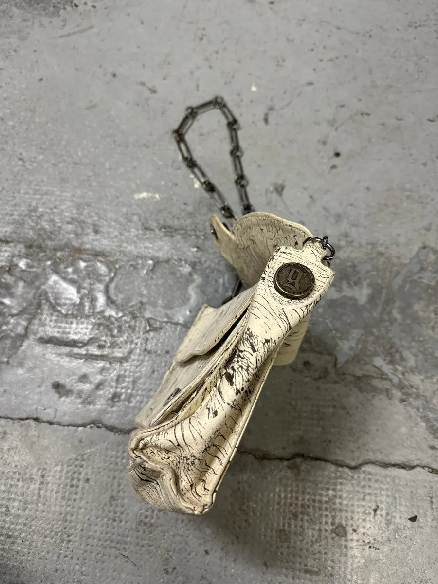 SS2009 Galliano Creamy Artisanal Eroded Effect Metallic Shoulder Bag lwKQPwa 7