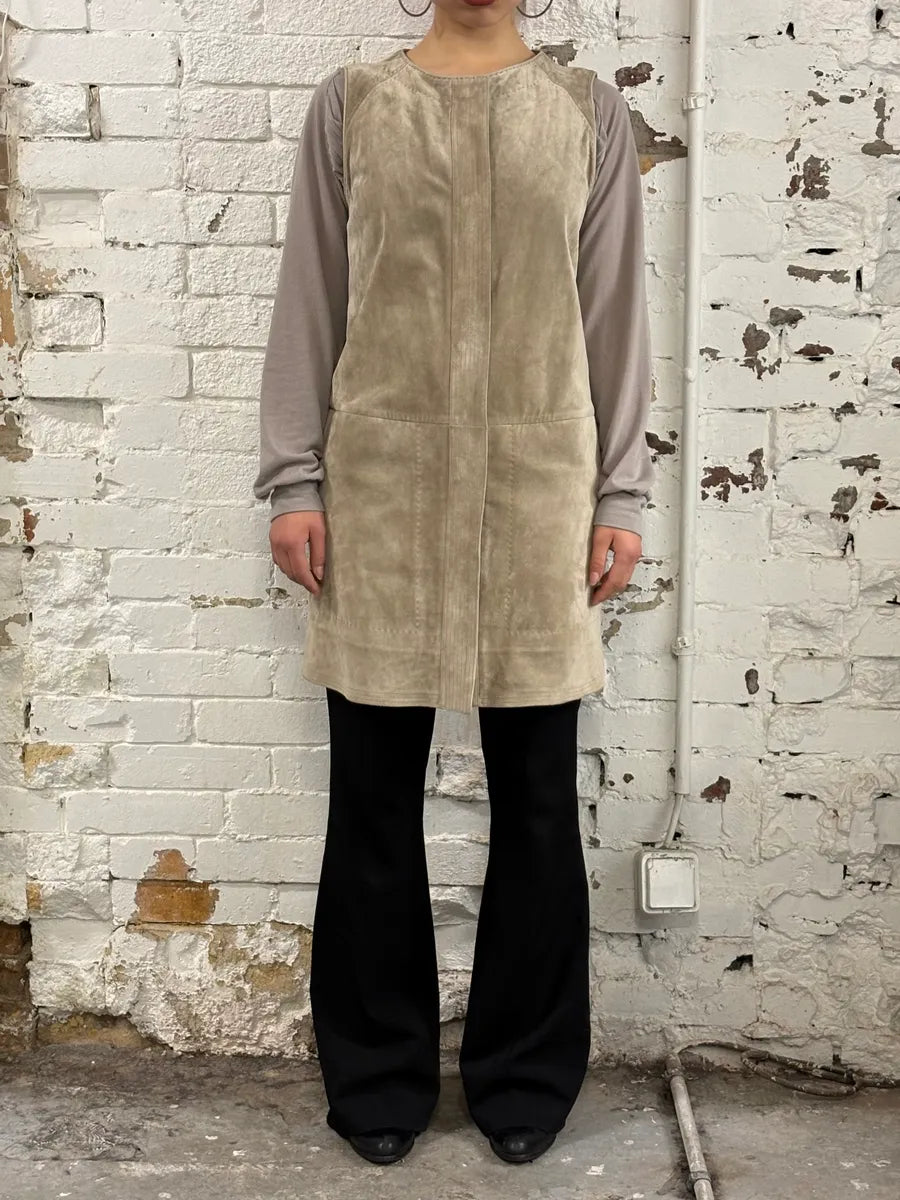 SS2009 Gianfranco Ferré Beige Suede Vest Dress OikWjzt 1