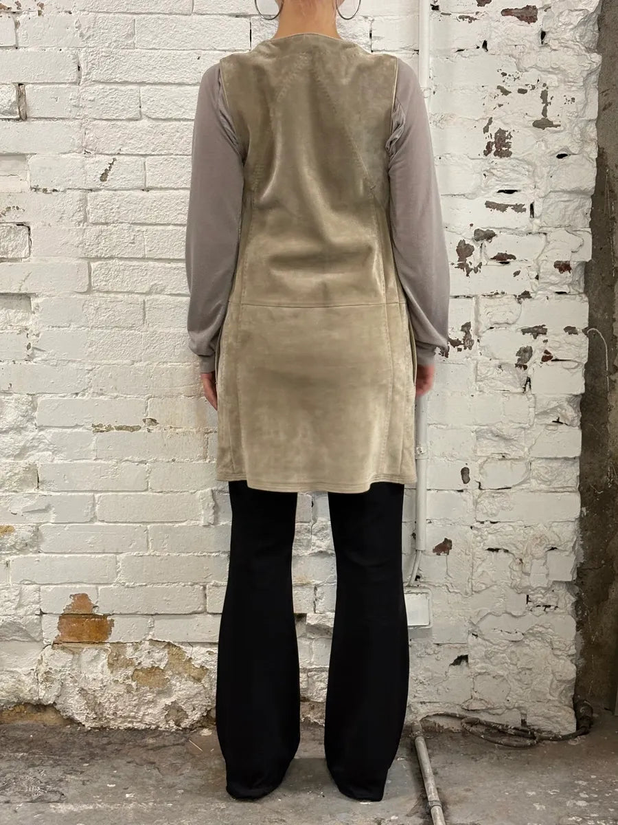 SS2009 Gianfranco Ferré Beige Suede Vest Dress OikWjzt 2
