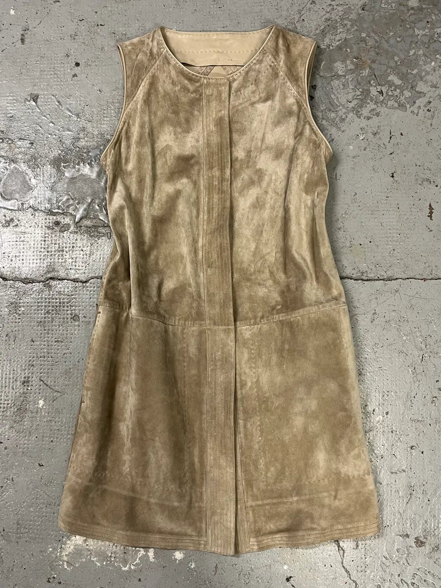 SS2009 Gianfranco Ferré Beige Suede Vest Dress OikWjzt 0