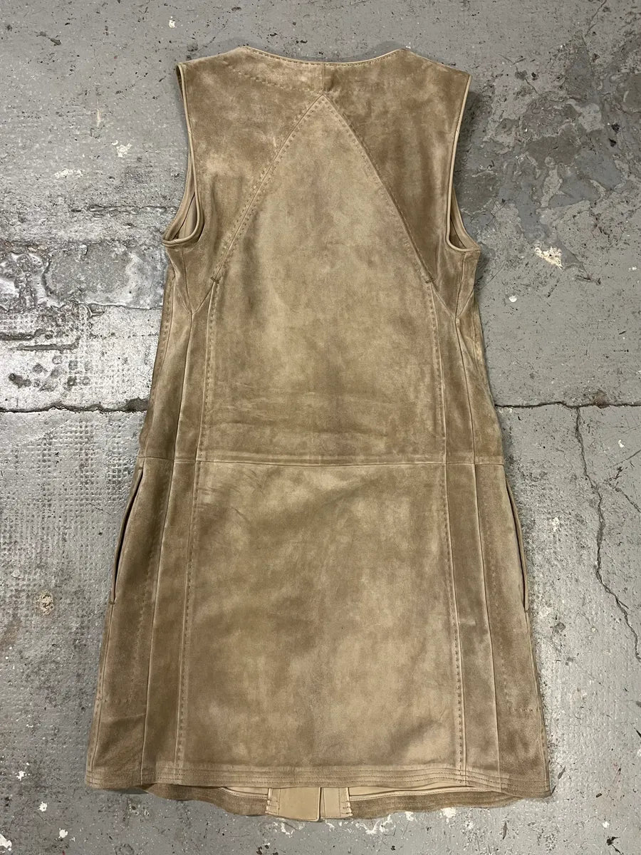 SS2009 Gianfranco Ferré Beige Suede Vest Dress OikWjzt 3