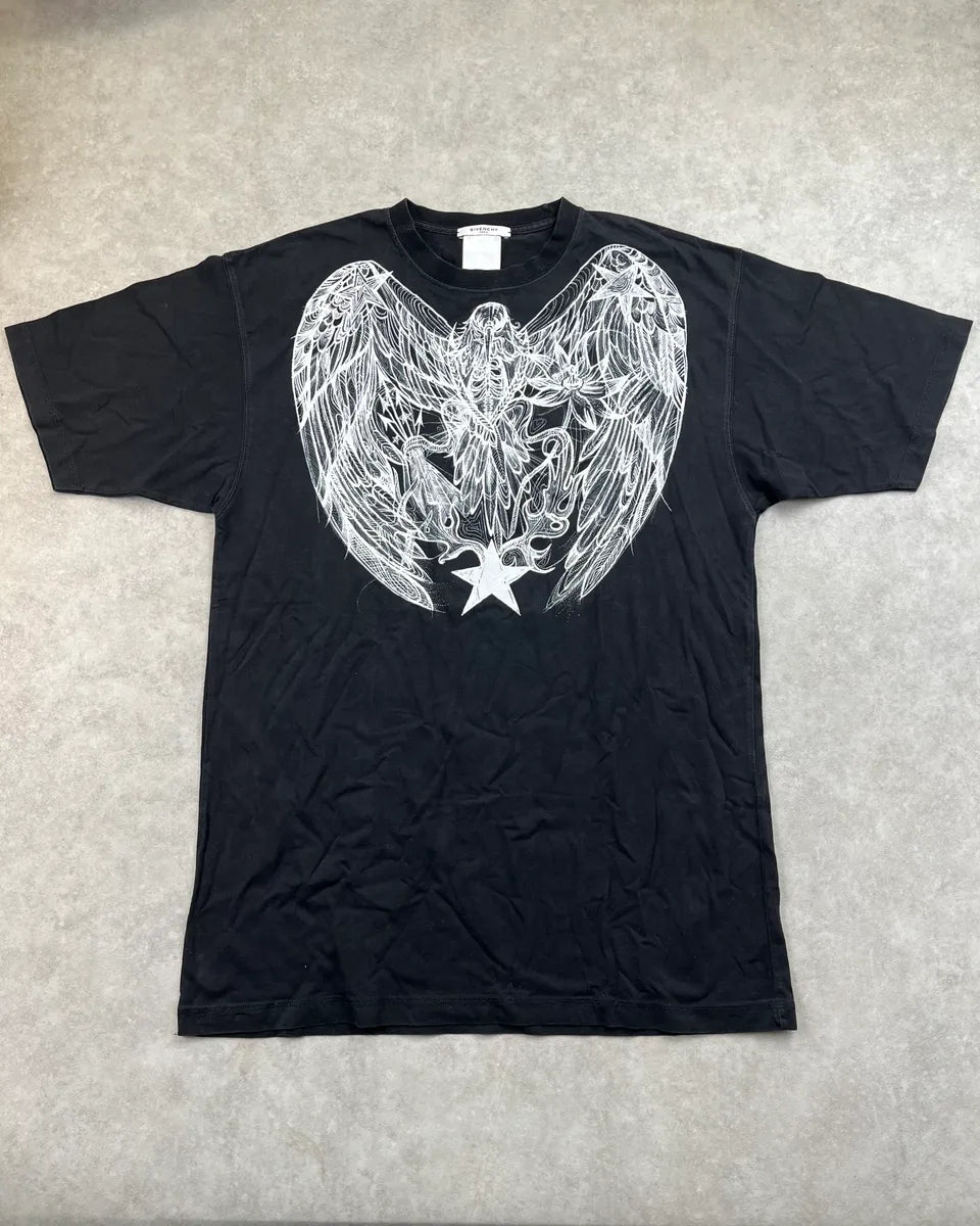 SS2009 Givenchy Black Holy Star Bird Graphic T-Shirt by Riccardo Tisci rvOnqiu 0