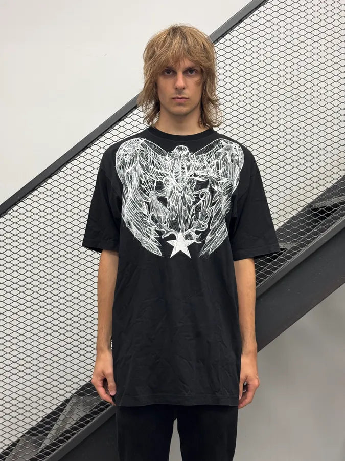 SS2009 Givenchy Black Holy Star Bird Graphic T-Shirt by Riccardo Tisci rvOnqiu 1