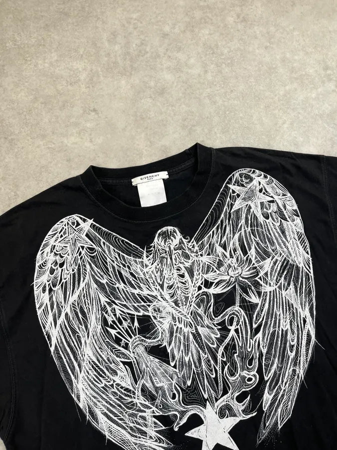 SS2009 Givenchy Black Holy Star Bird Graphic T-Shirt by Riccardo Tisci rvOnqiu 3
