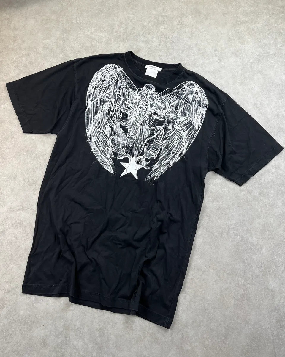 SS2009 Givenchy Black Holy Star Bird Graphic T-Shirt by Riccardo Tisci rvOnqiu 4