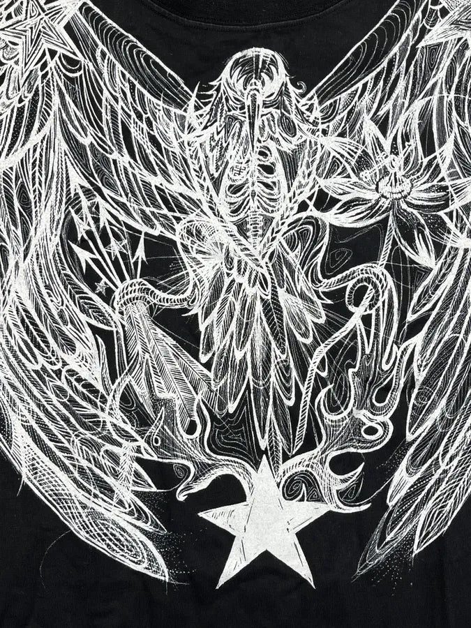 SS2009 Givenchy Black Holy Star Bird Graphic T-Shirt by Riccardo Tisci rvOnqiu 9