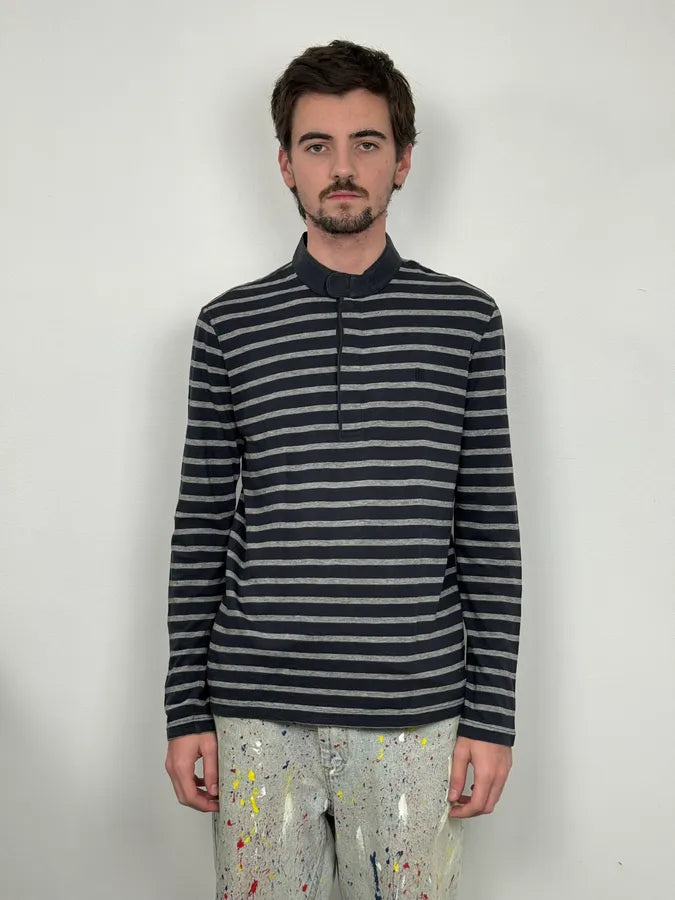 SS2009 Givenchy Grey & Black Striped Mao Polo Longsleeves usMkxrg 1