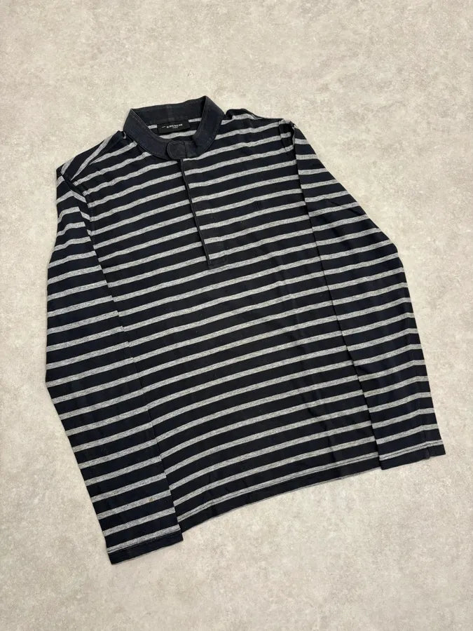 SS2009 Givenchy Grey & Black Striped Mao Polo Longsleeves usMkxrg 3