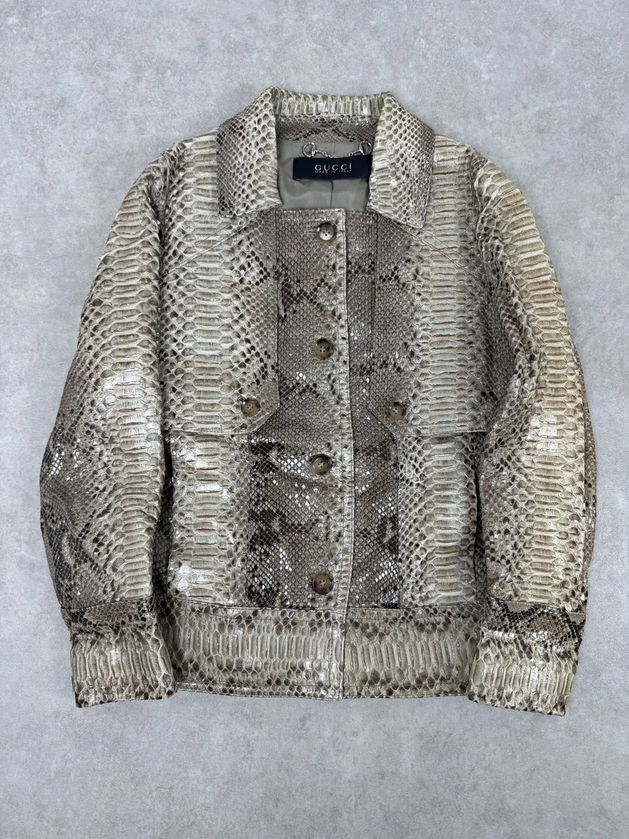 SS2009 Gucci Beige Python Leather Jacket by Frida Giannini TUFpZUS 0