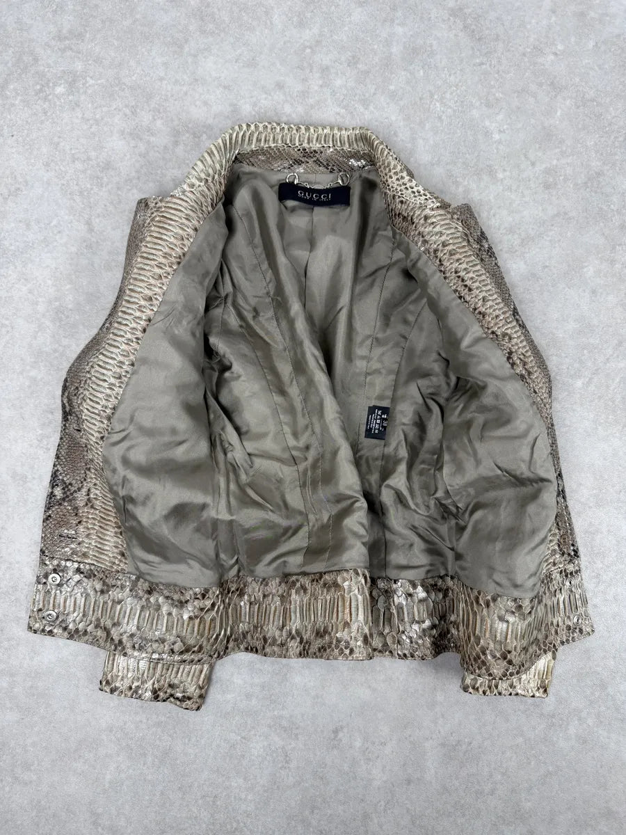 SS2009 Gucci Beige Python Leather Jacket by Frida Giannini TUFpZUS 13