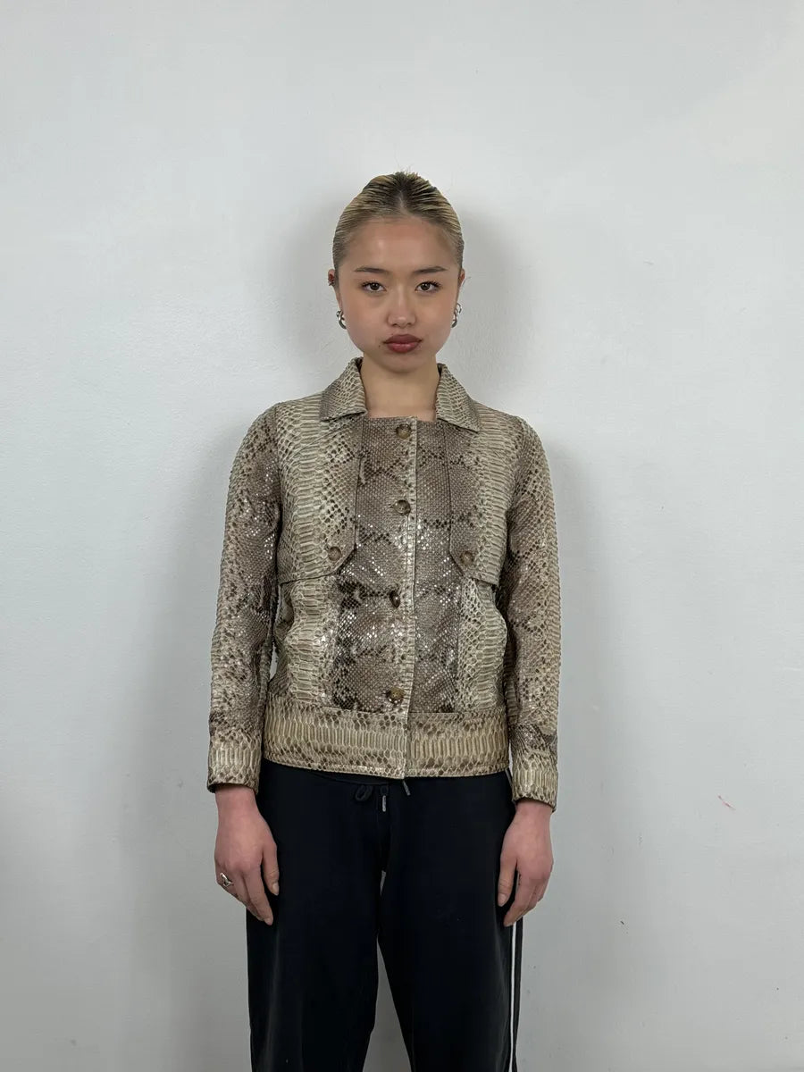 SS2009 Gucci Beige Python Leather Jacket by Frida Giannini TUFpZUS 2
