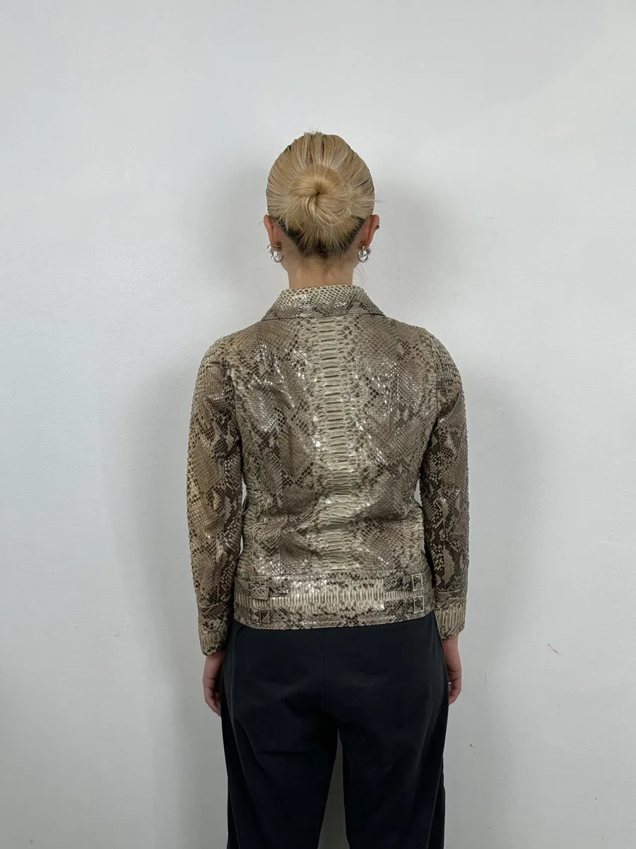 SS2009 Gucci Beige Python Leather Jacket by Frida Giannini TUFpZUS 3