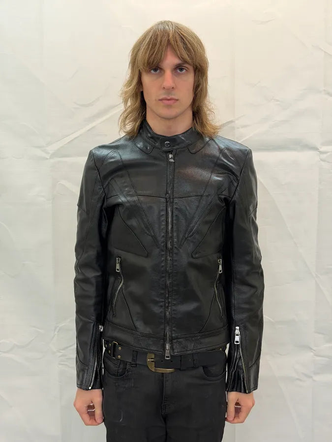SS2009 Gucci Black Avant-Garde Biker Leather Jacket by Frida Giannini KmcXYFU 1