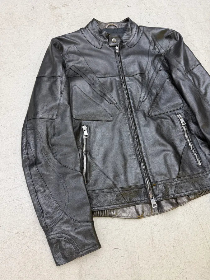 SS2009 Gucci Black Avant-Garde Biker Leather Jacket by Frida Giannini KmcXYFU 10