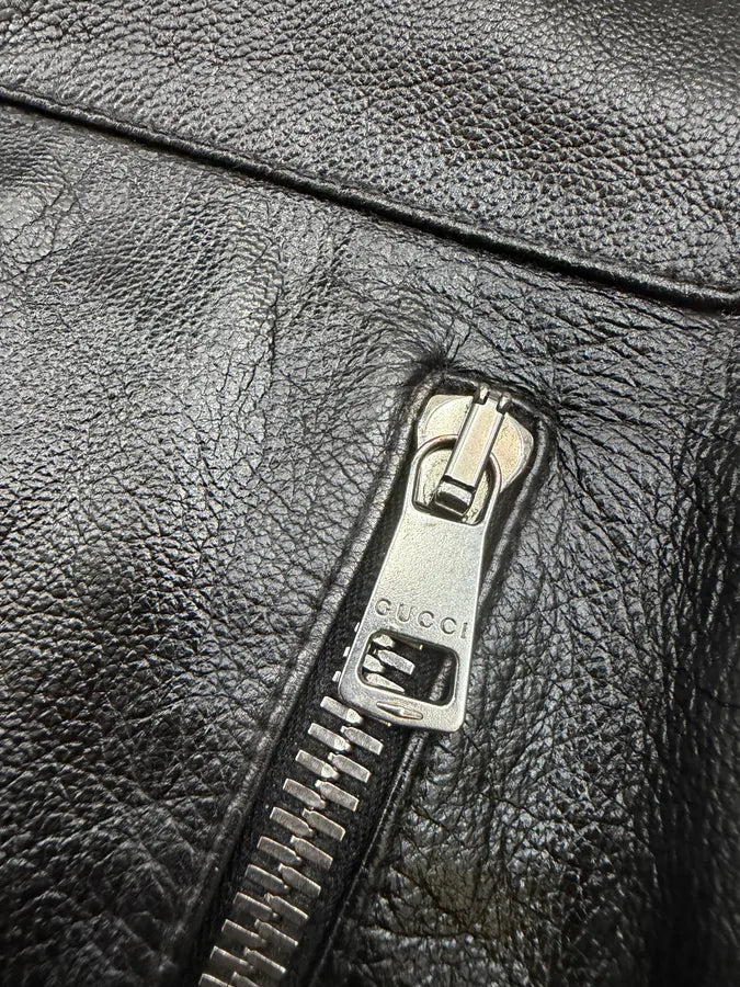 SS2009 Gucci Black Avant-Garde Biker Leather Jacket by Frida Giannini KmcXYFU 11