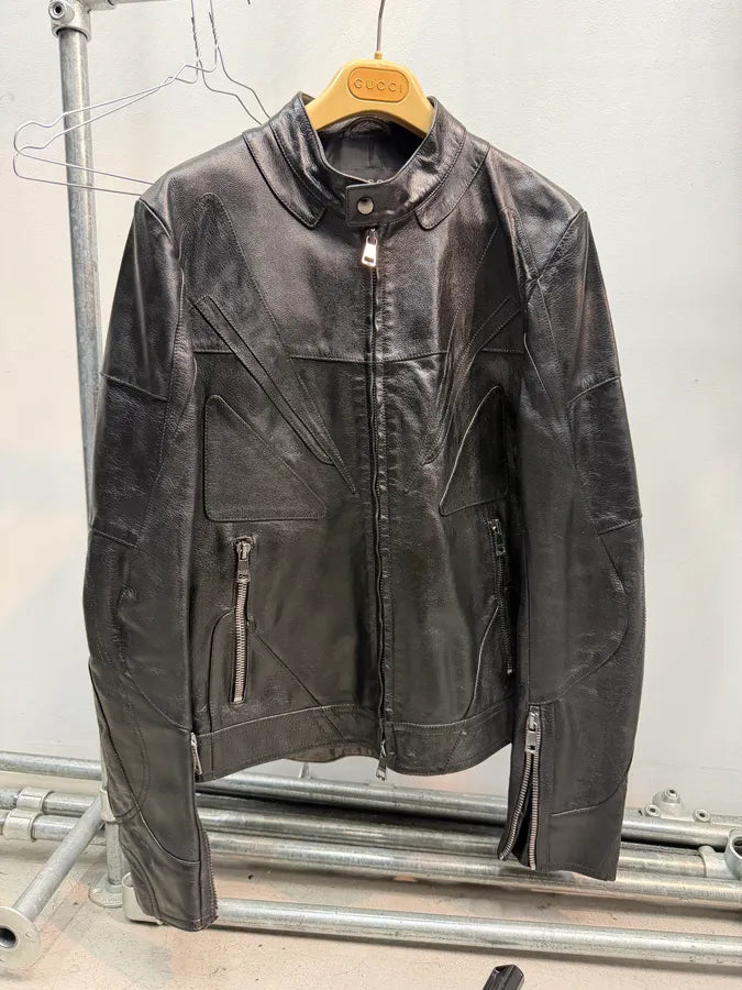 SS2009 Gucci Black Avant-Garde Biker Leather Jacket by Frida Giannini KmcXYFU 4
