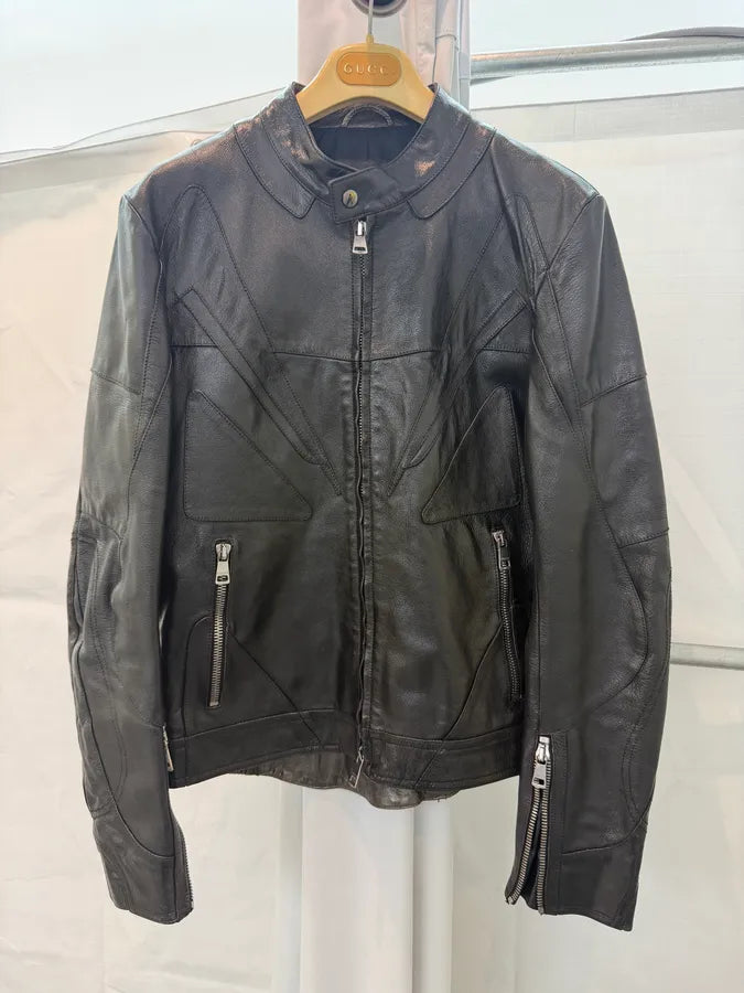 SS2009 Gucci Black Avant-Garde Biker Leather Jacket by Frida Giannini KmcXYFU 6