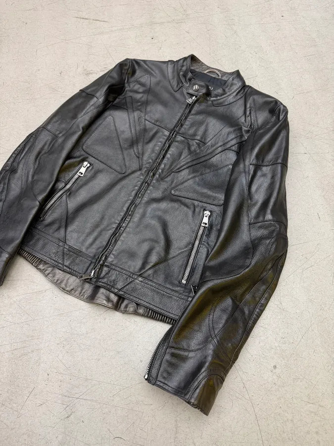 SS2009 Gucci Black Avant-Garde Biker Leather Jacket by Frida Giannini KmcXYFU 9