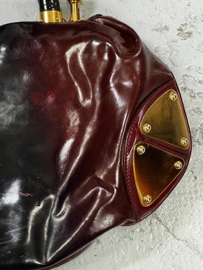 SS2009 Gucci Indy Bordeaux Red Patent Leather Bamboo Handle Bag yfEuJia 11