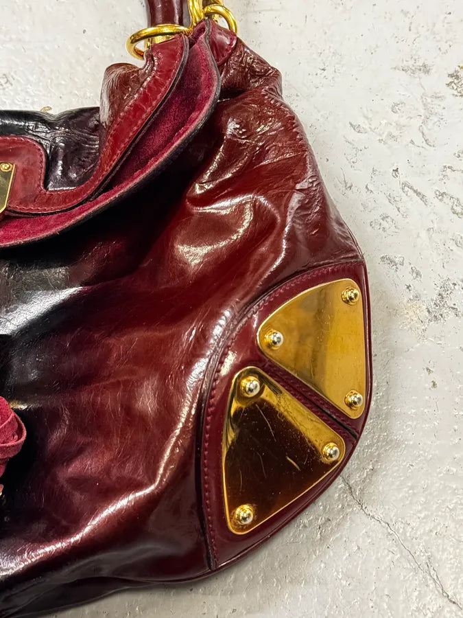 SS2009 Gucci Indy Bordeaux Red Patent Leather Bamboo Handle Bag yfEuJia 10