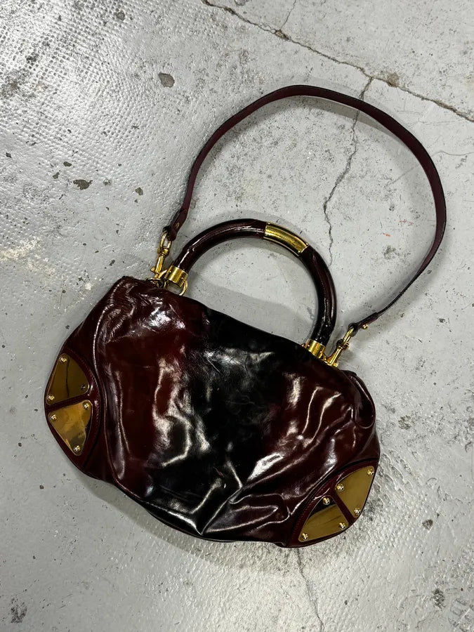 SS2009 Gucci Indy Bordeaux Red Patent Leather Bamboo Handle Bag yfEuJia 7