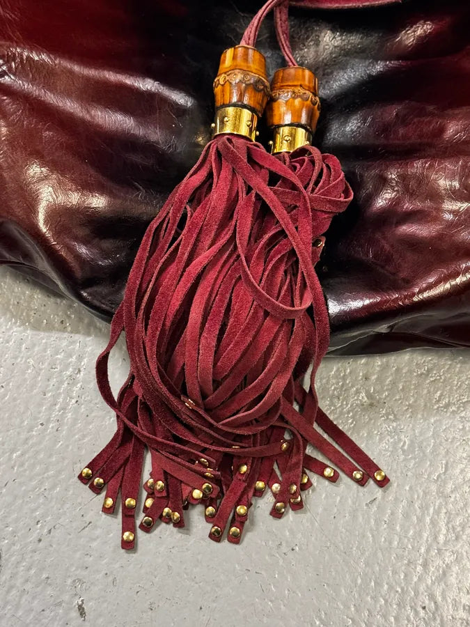 SS2009 Gucci Indy Bordeaux Red Patent Leather Bamboo Handle Bag yfEuJia 12